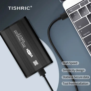 TISHRIC Aluminiu HDD Caz pentru Hard Disk Cutie Cabina de Caz HDD 2.5 inch USB3 Hard Disk Caz Sata la USB Extern HD Cutie Optibay