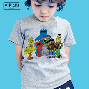 Băiețelul și Fetița Sesame Street tricouri Copil de Vară de Desene animate Amuzant Tricou Copii Harajuku de Sus Haine pentru Copii