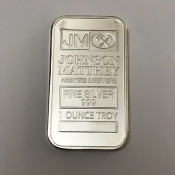 2 buc Johnson Matthey JM lingouri bar 1 OZ silver placat cu lingou insigna 50 mm x 28 mm colectie, decor acasă baruri