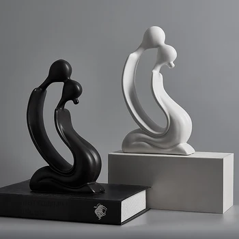 Rezumat Fata Sculptura Statuie Rășină Cuplu Model De Casa Moderna De Decorare Accesorii Living Decor De Birou Lucrări De Artă Cadou