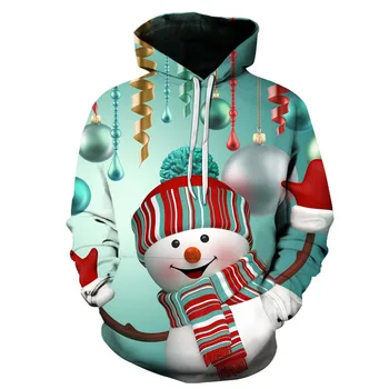 Crăciun Bărbați Hoodie Bărbați Imprimare 3D Hanorac Toamna-Iarna Moda om de Zăpadă Pulover cu Gluga pentru Copii Îmbrăcăminte