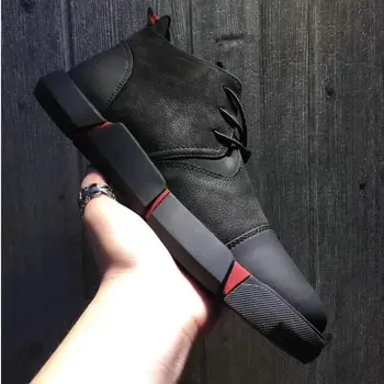 Brand de Înaltă calitate Negru Barbati pantofi casual din piele Adidași de Moda de iarnă ține de cald cu blana de apartamente de mari dimensiuni 45 46 LG-11