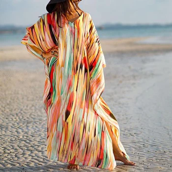 Plus dimensiune Șifon Bikini Acoperi de Plajă pentru Femei 2021 Pareo Tunica de Plaja costum de Baie Acoperă-up-uri de Vara Rochie de Plaja