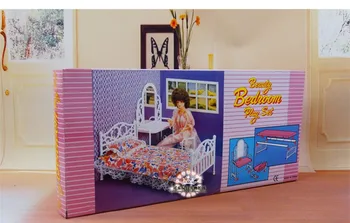 Original pentru printesa barbie pat dormitor mobilier set de accesorii 1/6 bjd papusa dulap dress up casa de vis jucarie cadou