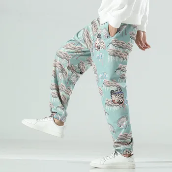 Noul Stil Chinezesc Pantaloni Retro Imprimare De Moda Casual Bărbați Japonezi Harajuku Pantaloni Streetwear Piele De Căprioară De Modă Plus Dimensiune Pantaloni Largi