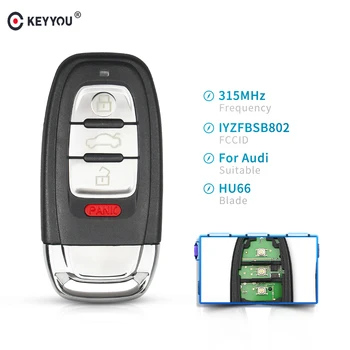 KEYYOU Mașină Smart Remote Key Fob 3+1 Buton 315MHz FCC ID: IYZFBSB802 pentru Audi A3 A4 A5 A6 A8 Quattro Q5 Q7 A6 A8 Cu cip ID46
