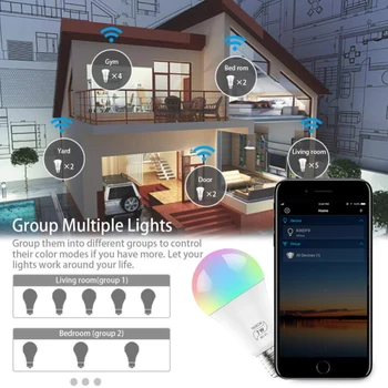 Magic 7W E27 RGB WIFI Smart Led Bec Lumina de Wireless Smart Home Automation Lampă , 85-265V bec Compatibil Pentru ALexa de Start Google