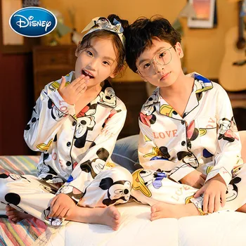Desene animate Disney Mickey Toamna Iarna pentru Copii Pijamale Subțiri de Desene animate Fete cu mâneci Lungi Băiat Cardigan Exterior Poarte Haine de Acasă
