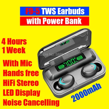 F9-5 TWS Căști fără Fir, Căști Auriculares Bluetooth Inalambrico Audifonos Cască Gamer Con microfono Handfree HIFI Stereo