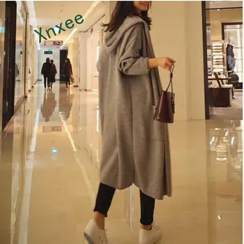 Xnxee Pulover cardigan femei lungă cu glugă plus dimensiune 3Xl haine de iarnă stil coreean doamnelor haina harajuku uza tricotate primăvară