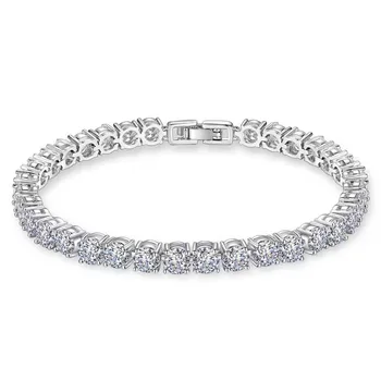 Manual de 14K aur alb umplut 4-8mm Diamant Rotund Bratari Pentru Femei Barbati Lux Logodna Nunta Topaz piatră prețioasă de Bijuterii 18cm