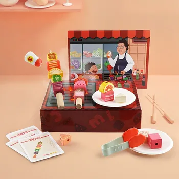 Amuzant pentru Copii Pretind Joc de Rol Lemn de Simulare de Alimente Grătar GRĂTAR Tacamuri magazin stand Jucărie Pretinde Joc Copiii se joacă bucatarie jucarii