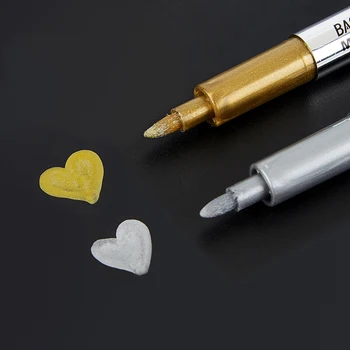 BAOKE Metalli Vopsea Permanentă, Stilouri-Marker rezistent la apa de Aur, Argint pentru Desen Felicitare, carte Poștală Marker Meșteșuguri Pen