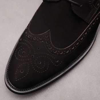 Suede Mens Pantofi Eleganți Din Piele Pantofi Oxford Pentru Barbati Italiană 2020 Pantofi Rochie De Mireasa Negru Din Piele Maro Pantofi Brogues
