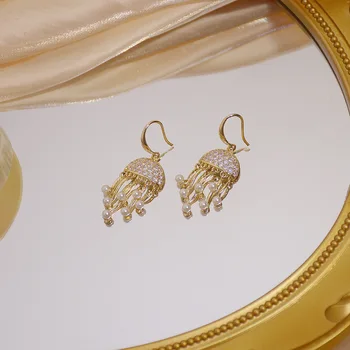 14k Real Placat cu Aur Moda Bijuterii Cristal Pearl Rafinat Neregulate de Lux Cercei pentru Femei Petrecere de Vacanță Elegant Cercel