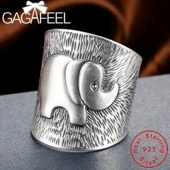 GAGAFEEL 25mm Mat Elefant Inele S990 Argint Inele pentru Femei Barbati Vintage Thai Argint Bijuterii