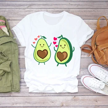 Femeile Desene animate Avocado Iubitor Cuplu de Valentine Imprimare de Moda Lady tricouri Femei Top Graphic T Shirt Doamnelor sex Feminin Tee T-Shirt