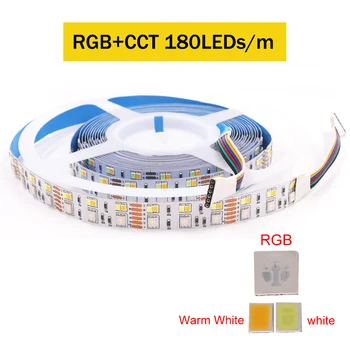5M RGB+CCT Benzi cu LED-uri de Lumină 12V 24V 5050 2835 RGBW RGBWW Flexibile Banda LED 60 90 180Leds/m cu LED-uri Impermeabil Bandă Coarda Decor