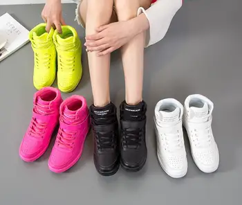Moda Ascunse Înălțimea Creșterea pantofi Femei Adidași toamna iarna cald pluș, Bomboane Colorate formatori Femeie pantofi sport ST213
