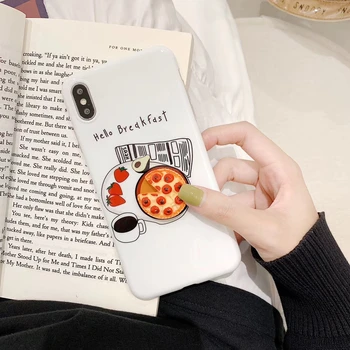 3D Omleta Pizza Telefon Caz pentru Iphone 11 Pro X XR XS XS Max pentru iPhone 6 6s 7 8 Plus Amuzant mic Dejun Cafea Moale Caz Acoperire