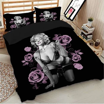 Sexy 3d Marilyn Monroe set de lenjerie de Pat Duvet Cover Set de Pat Twin regina king size, textile de casa