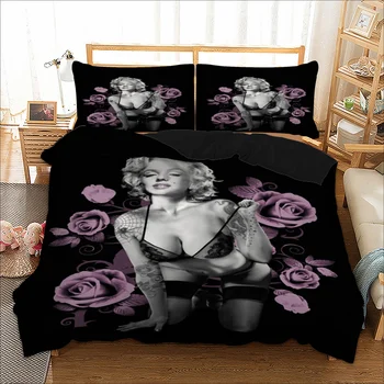 Sexy 3d Marilyn Monroe set de lenjerie de Pat Duvet Cover Set de Pat Twin regina king size, textile de casa