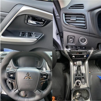 Accesorii de Interior Pentru Mitsubishi Pajero sport 2019-2021 fibra de Carbon ABS Decoratin Capacul Ornamental