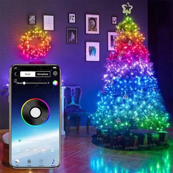 LED Șir de Lumini Pentru Pomul de Crăciun Decor 20m 200LED App Control de la Distanță Iluminare RGB Șir pentru petrecerea de nunta decor