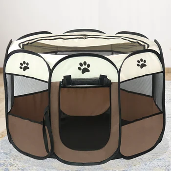 Octogonal Casa De Câine Cușcă Portabil Pliant De Companie Cort Cat Țarc Catelus Exercițiu Plasă De Canisa Gard În Aer Liber Cusca Consumabile Pentru Animale De Companie