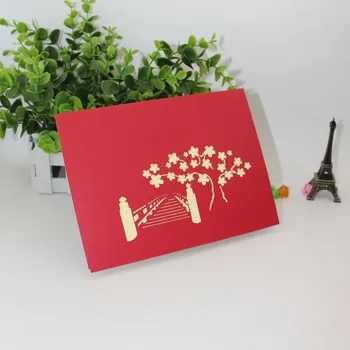 1 buc 3D Pop-Up Carduri de Cires Ziua Îndrăgostiților Cadou Felicitare cu Plic Invitatie de Nunta Felicitari Aniversare Decor