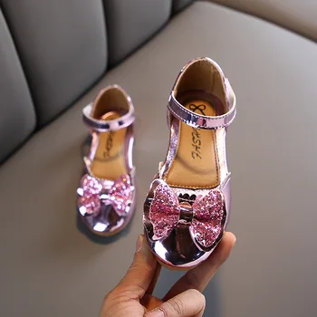 2020New Fată de Vară Sandale pentru copii Copii fundita printesa Singur pantofii chaussure fille roz, aur, argint 2 3 4 5 6 7 8 9 10-14T