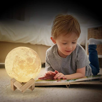 ZK20 Lumina de Noapte LED 3D de Imprimare Luna Lampă 16 Culori Reîncărcabilă Schimba Atingere Ușoară de la Distanță a CONDUS lumina lunii cadou