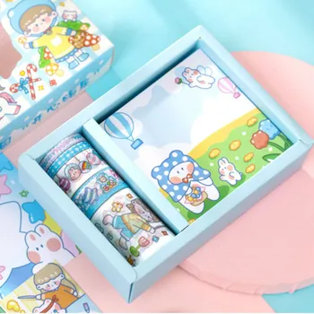 Kawaii bandă memo cutie cadou set Maruko Paradis de mână-pictat de mână drăguț-carte material autocolante decorative set de papetărie