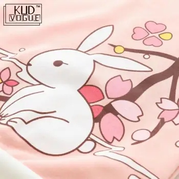 Toamna Femei Roz Hanorace Hanorac Japoneză Anime Drăguț Grafic Pulover Mori Fata Kawaii Iepurasul Desene Animate Cuvinte Moletom Kpop Topuri