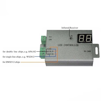 H805SB 2.4 G Telecomandă Card SD Led-uri Controler Programabil Digital cu LED-uri Wireless Telecomanda Pixel Benzi Consola DMX