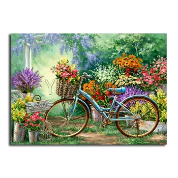 Full Diamant Rotund mozaic grădină Plină Piața Diamant broderie cusatura Cruce de flori 3D DIY Diamant pictura biciclete