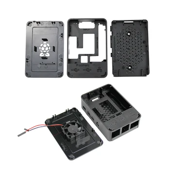 Raspberry Pi 4 ABS Caz alb-negru din Plastic transparent Caz Incintă Cutie cu ventilator pentru Raspberry Pi 4 Pi Model B 4B