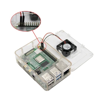 Raspberry Pi 4 ABS Caz alb-negru din Plastic transparent Caz Incintă Cutie cu ventilator pentru Raspberry Pi 4 Pi Model B 4B