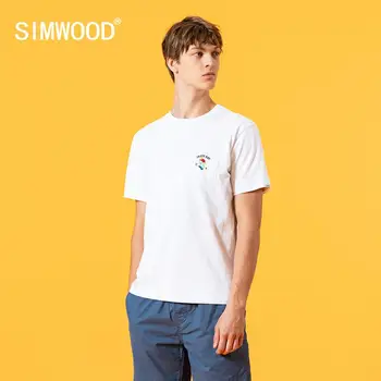 SIMWOOD 2020 Vara Noi buzunare de piept tricou barbati moda brodate plus dimensiune tricou bumbac subțire topuri SJ170556