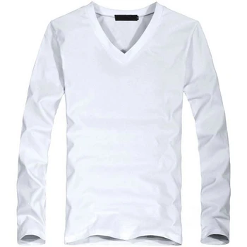 2021 Elastic Mens Tricou V-Neck Maneca Lunga Bărbați Tricou Pentru Bărbați Lycra Si Bumbac T-Shirt Om Îmbrăcăminte Tricou Brand Tees