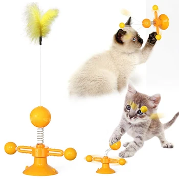 3 Tipuri Pisica Amuzant Jucărie Placă Turnantă Amuzant Pisica Stick De Companie Moară De Vânt Portabil Jucărie Interactiv Puzzle De Formare Consumabile Pentru Animale De Companie Jucării Pentru Pisici
