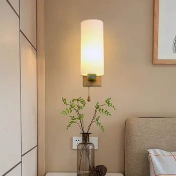 Japoneze cald noptiera din lemn lampă de perete modernă hotel simplu dormitor log lampă de perete scarii coridor coridor coridor lampa