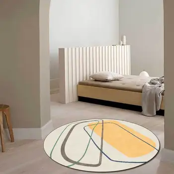 Nordic Geometrice Rotunde Covor pentru Camera de zi Anti-Alunecare Mat Etaj pentru Dormitor, Camera pentru Copii Scaun de Calculator, Covoare Decor Acasă