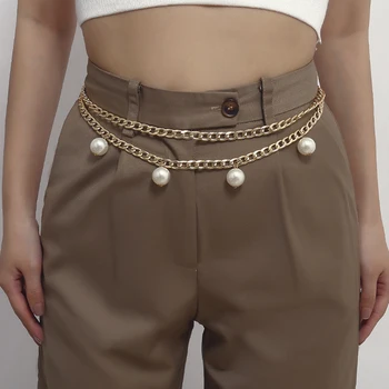 Moda talie curea lanț de aur de metal pearl ketting riem dress curele pentru pantaloni rochie de designer ciucure de înaltă calitate, talie cinturon