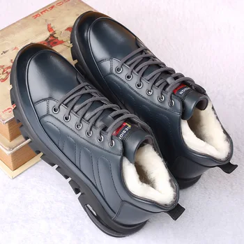 2020 Noi de Iarna Barbati din Piele Lână Pură Cizme cu Platforma Anglia Moda Dantelă-up de High Top Țină de Cald Adidas Pantofi Albastru Negru 38-44