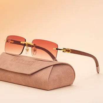 Moda ochelari de Soare Barbati Mici Fara rama Original Picior de Lemn Catapulta ochelari de Soare Moda pentru Bărbați Ochelari Optice Cadru ochelari de Soare