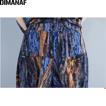 DIMANAF Vara Plus Dimensiune Seturi pentru Femei Costum de Haine Vintage Print Doamna Topuri Tricou Pantaloni Lungi Buzunare Largi Casual sex Feminin Stabilește Costum