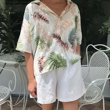 2020 Gotic Femei Maneca Scurta Tricou Hawaii Print Floral Feminin Casual Bluza Streetwear Doamnelor Cămașă Hawaiană Mujer Ropa