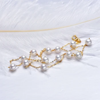 [YS] 18K Aur 5-5.5 mm Alb Colier de Perle China de apă Dulce Pearl Colier Bijuterii