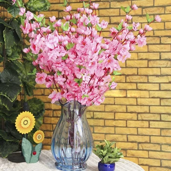 6pcs Piersic Artificială de Cireșe Primăvară Prune Floare de Piersic Ramură de Flori de Mătase Copac Pentru Petrecerea de Nunta Decoruri